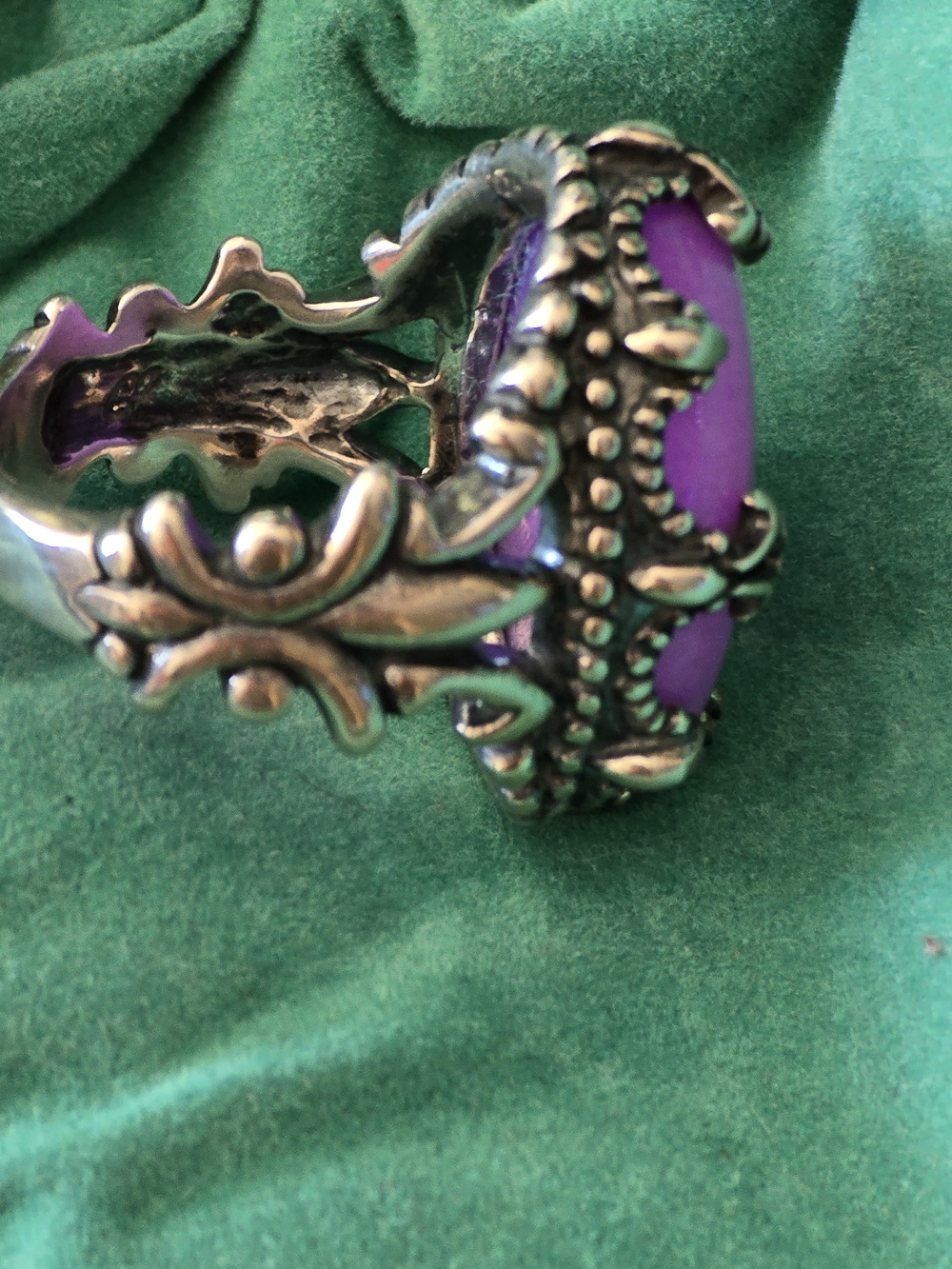 CAROLYN POLLACK Ring Size 7.5, Genuine Oval Charoite Sterling Silver. GORGEOUS! - Picture 3 of 6